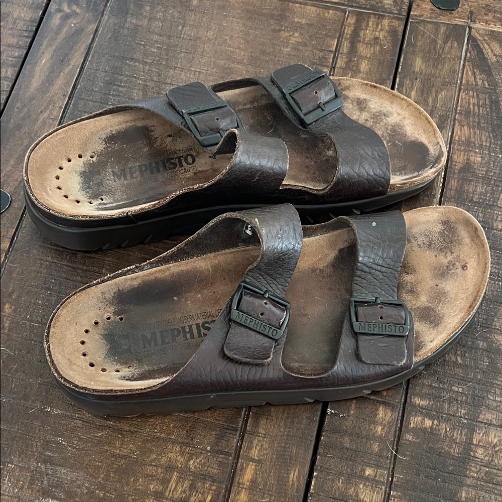 Mephisto Men's Leather Double‎ Strap Zonder Sandal $209 Size 46 or 11